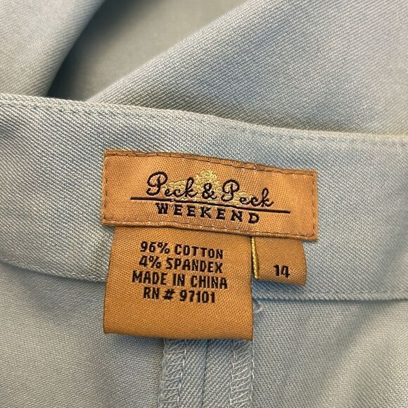 Peck & Peck robins egg blue side zip ankle pants Size 14 New - Picture 9 of 9